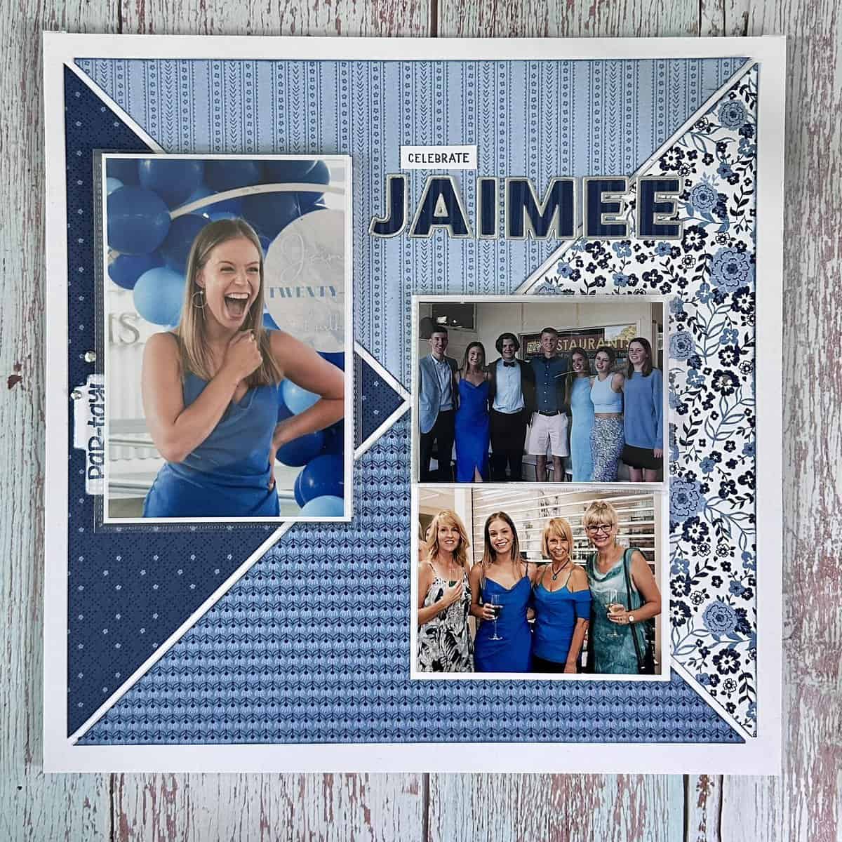 Celebrate with the Countryside Inn blues – a scrapbook layout